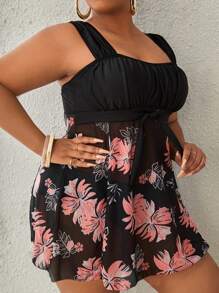 Swim Lushoire Plus Size In hoa Ruched Bust Đầm đi biển mùa hè - Nhiều màu - Xem 3