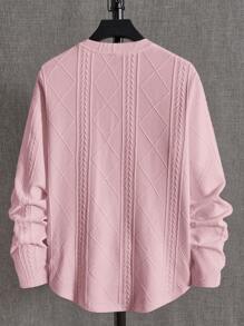 Manfinity BRENVOR Men's Texture Knit Casual Long Sleeve T-Shirt, Summer, Fall, 2000s Style, Couple Things