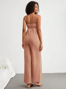 Kvinnors Spaghetti-rem Overaller Pyjamasar - Kaki - Visa 2