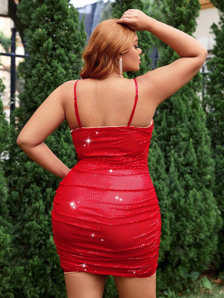 Plus Size Sparkly Bodycon Spaghetti Strap Dress