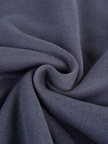 女式休閒極簡風格圓領印字運動衫 - 深灰色 - 查看 4