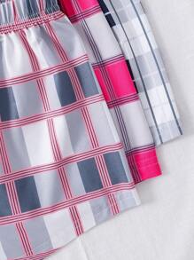 Tween Girl 3pcs/Set Cute Simple Plaid Shorts Combination Summer Holiday - Multicolor - View 3