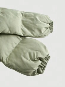 SHEIN MOD Women's Solid Color Front Zipper Padded Coat - Mint Green - View 3