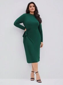 BizChic Plus Size Solid Color Wrap Tie Dress - Mauve Purple - View 4