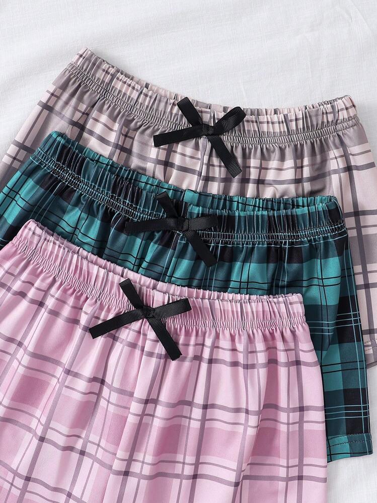 3 cái/bộ Cô gái Tween Đáng yêu Đơn giản Họa tiết Lưới Quần short Sự phối hợp - Nhiều màu - Xem 4