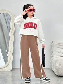 Tween Girls' Colorblock Loose Fit Casual Sweatpants - Khaki - View 5