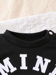 SHEIN 嬰兒男寶寶字母和恐龍印花套裝運動衫和褲子,可愛、舒適,適合運動、街頭、戶外等活動穿著 - 黑色 - 查看 6