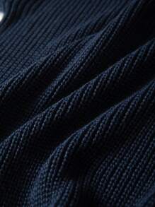 Manfinity Roughcore Jersey De Hombre Con Ribete Desgastado Y Patrón De Letra - azul real - Ver 4