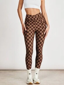 VARSITIE Sports YOGA Basic V Waist&Prints  With  LEGGING - Brown - View 4