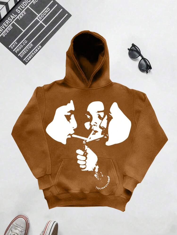 Women's Kangaroo Pocket Printed Hoodie With Portraits