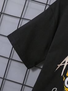 SHEIN Tween男孩休閒舒適2入組t恤和短褲套裝 - 卡其色 - 查看 8