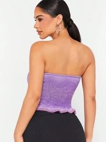 Hauture Top De Tubo Con Dobladillo Con Volantes Y Punto Tipo Jersey Ombré