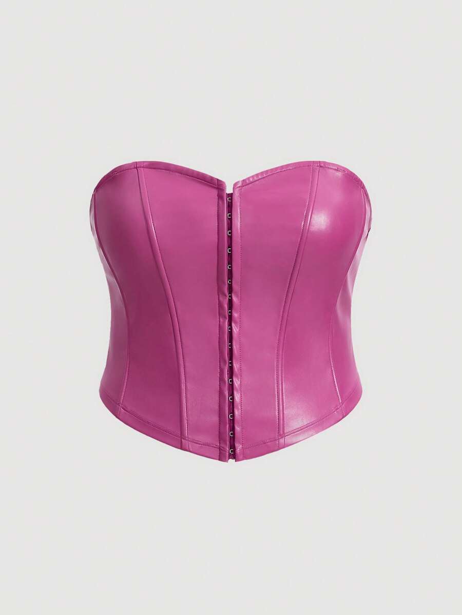 SHEIN MOD Plus Size Women's Strapless Top - Hot Pink - View 1