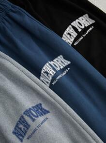 3件套家居舒适长裤，字母图案，秋冬服装 - 彩色 - 查看 6