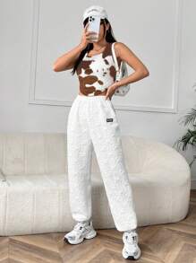 SHEIN EZwear Women's Slim Fit Cow Print Tank Top For Summer - Brown - View 4