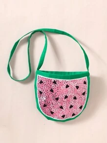 SHEIN Abito Giovane Ragazza Carina Con Stampa Acquerello A Tema Anguria Con Borsa Coordinata - Multicolore - Visualizzare 6