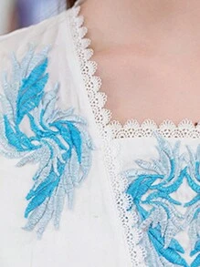 少女漢服風喇叭袖短裙連衣裙 - 白色 - 查看 4