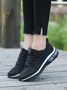 Women's Fashionable Black Sports Shoes - Black - View 2