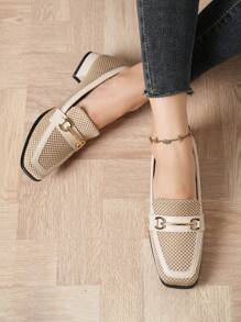 Spring/Summer New Arrival Embroidered Chunky/ Mid-Heel Square Toe Loafers With British Style, Fairy Women'S Shoes