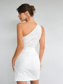 Aloruh Váy quấn vai hở bèo nhún Jacquard lãng mạn dành cho nữ, phù hợp cho đám cưới, kỳ nghỉ xuân/hè - trắng - Xem 2