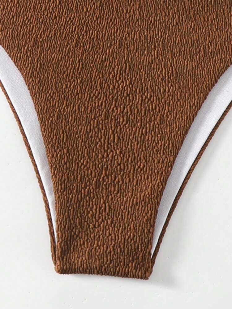 Women's Leisure Texture Fabric Bikini Set Bathing Suit For Summer Beach