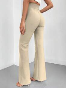 EURMUSE High Waist Straight Leg Pants - Beige - View 2
