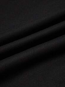 Teenage Girls' Round Neck Letter Print Sweatshirt - Black - View 3