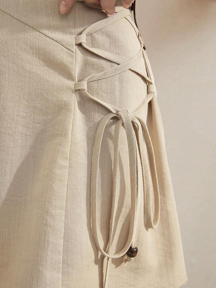 Vacation Style Tie Detail Wide Leg Shorts
