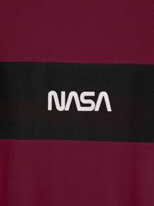 EURMUSE Men's Letter Printed Hooded Sweatshirt And Jogger Pants Set - Burgundy - View 4