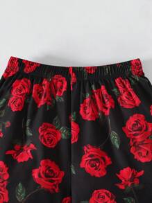 SHEIN Tween Boys' Cartoon Rose Printed T-Shirt And Shorts Set - Multicolor - View 3