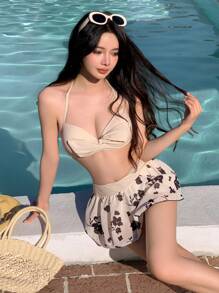 DAZY 女士比基尼套装 夏季海滩 - 杏色 - 查看 5