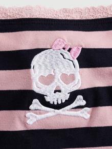 ROMWE Kawaii 涉谷女孩骷髅条纹蕾丝吊带背心 - 彩色 - 查看 4