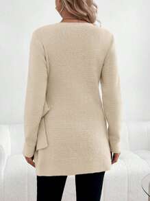SHEIN Pull tricoté à manches longues, conception d'emmaillotage maternité avec nœud latéral, pour l'hiver