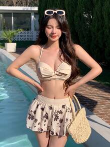DAZY 女士比基尼套装 夏季海滩 - 杏色 - 查看 1