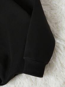 Teenage Girls' Round Neck Letter Print Sweatshirt - Black - View 4