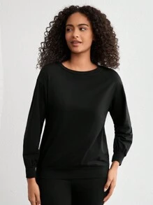 Ocili Leisure Women'S Round Neck Casual Home Clothing Top - Black - View 5
