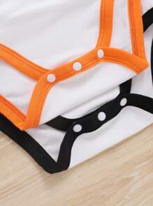 SHEIN Baby Boys' Cute Panda & Tiger Pattern Color Block Bodysuit Hat 4pcs Outfit Set - Multicolor - View 7