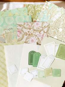 ROMWE Fairycore 材料紙藝術拼貼裝飾背景 - 綠色 - 查看 1