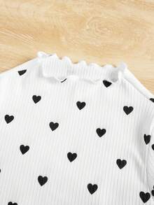 小女孩純色愛心圖案立領休閒t卹3入組 - 藍色 - 查看 5