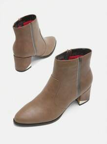 時尚女式短靴 - 卡其色 - 查看 2