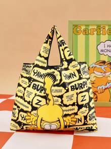 GARFIELD X SHEIN Cartoon Animal & Letter Graphic Foldable Shopping Bag