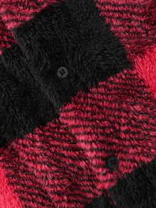 Extended Sizes Men's Plus Size Plaid Plush Lined Shacket - Multicolor - View 5