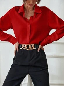 Calvaya 纯色长袖衬衫新年衣服，长袖上衣