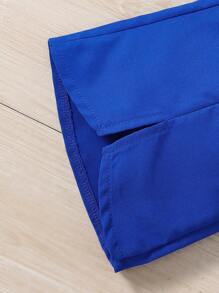 SHEIN 青少女花卉印花收緊泡袖上衣和喇叭褲夏季套裝 - 藍色 - 查看 3