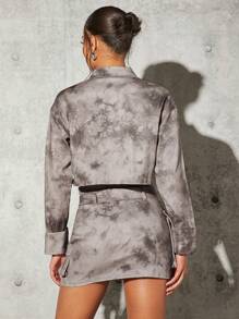 SHEIN BAE Women's Tie-Dye Flip Pocket Jacket