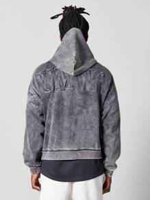 SUMWON Overhead Washed Hoodie With Back Embroidery - Dark Grey - View 1