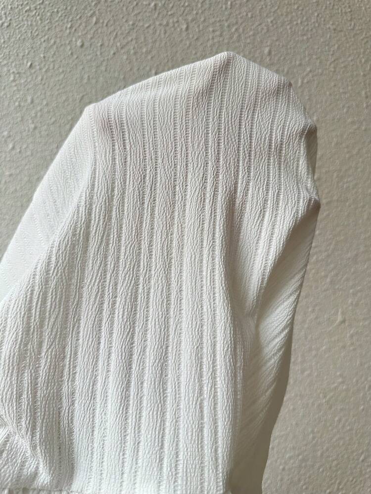 Solid Color Ruffle Trimmed Decor & Knotted Collar Swing Dress