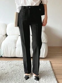 DAZY Women's Solid Color Suit Pants - Black - View 1