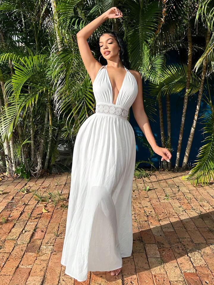 SHEIN SXY Beach Vacation Women Clothes White Women Dresses