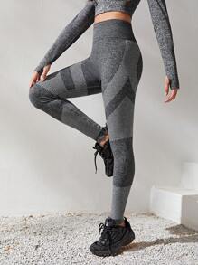 SHEIN Teen Girls' Seamless Knitted Jacquard Casual Sports Pants